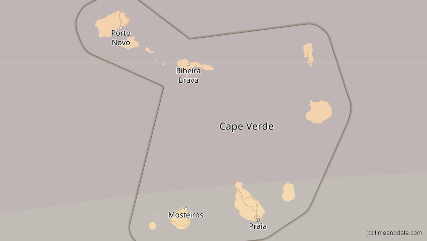 A map of Cabo Verde, showing the path of the 2. Jul 2038 Ringförmige Sonnenfinsternis