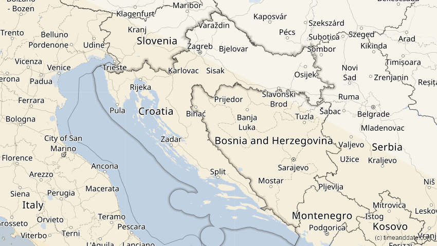 A map of Kroatien, showing the path of the 2. Jul 2038 Ringförmige Sonnenfinsternis