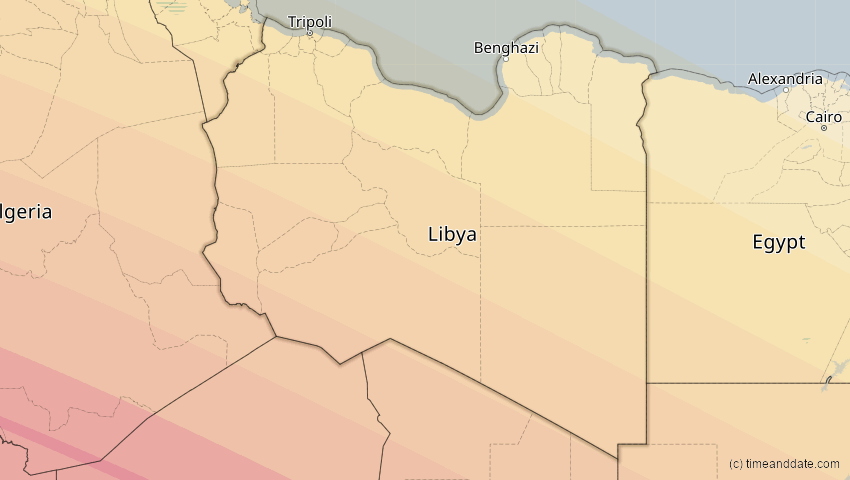 A map of Libyen, showing the path of the 2. Jul 2038 Ringförmige Sonnenfinsternis