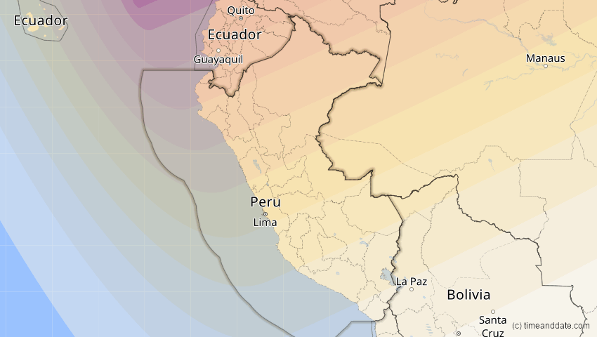 A map of Peru, showing the path of the 2. Jul 2038 Ringförmige Sonnenfinsternis
