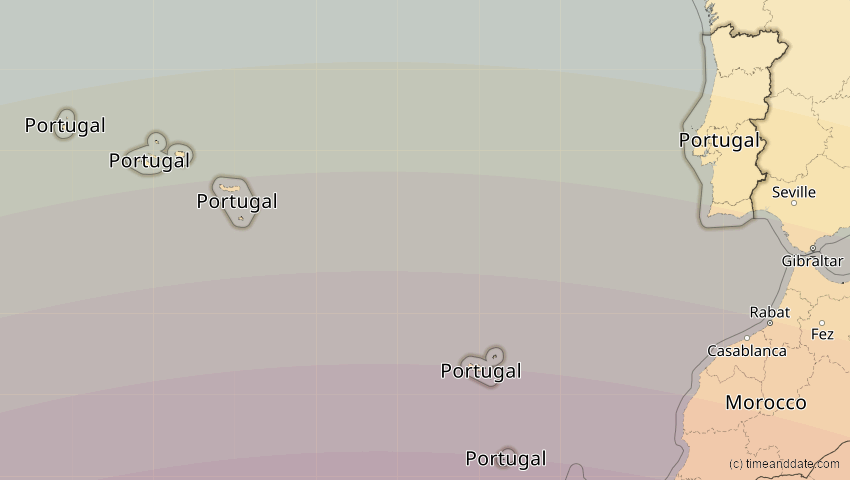 A map of Portugal, showing the path of the 2. Jul 2038 Ringförmige Sonnenfinsternis