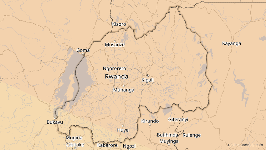 A map of Ruanda, showing the path of the 2. Jul 2038 Ringförmige Sonnenfinsternis