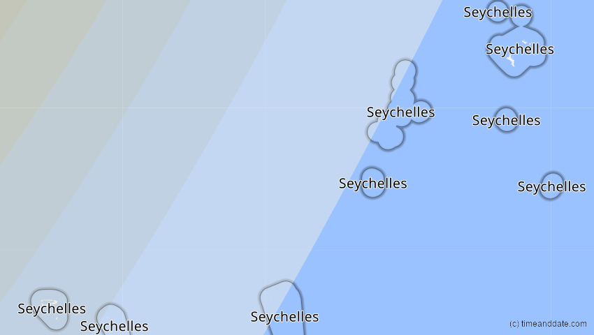 A map of Seychellen, showing the path of the 2. Jul 2038 Ringförmige Sonnenfinsternis
