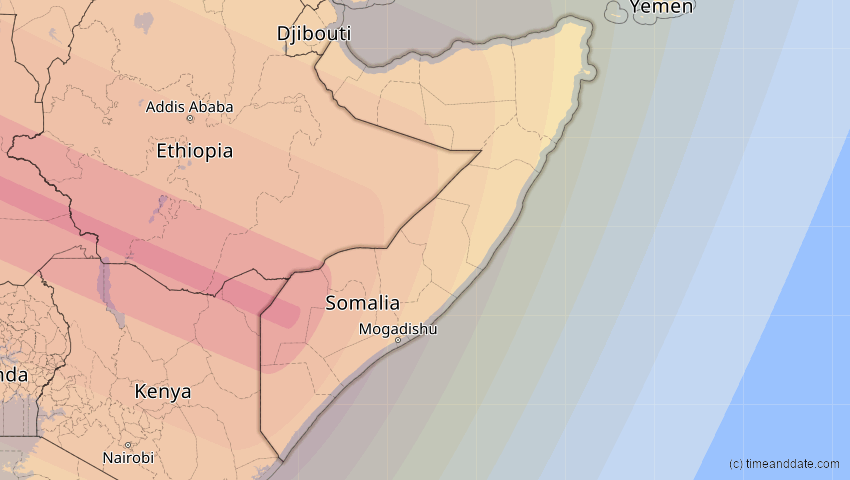 A map of Somalia, showing the path of the 2. Jul 2038 Ringförmige Sonnenfinsternis
