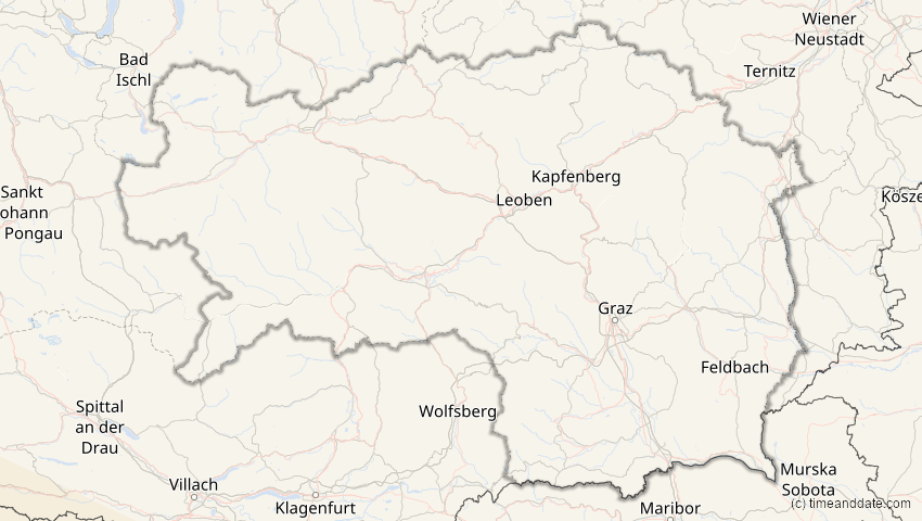 A map of Steiermark, Österreich, showing the path of the 2. Jul 2038 Ringförmige Sonnenfinsternis