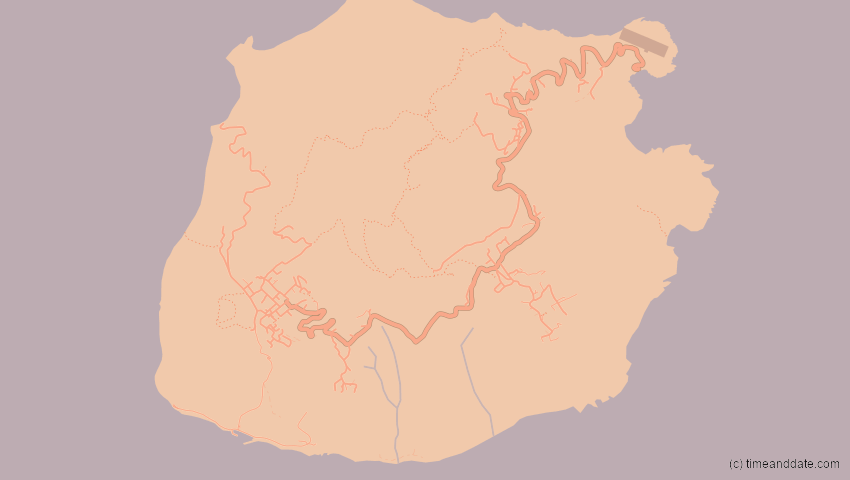 A map of Saba, Niederlande, showing the path of the 2. Jul 2038 Ringförmige Sonnenfinsternis