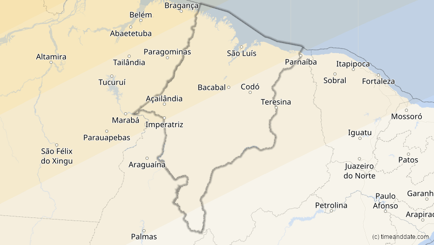 A map of Maranhão, Brasilien, showing the path of the 2. Jul 2038 Ringförmige Sonnenfinsternis