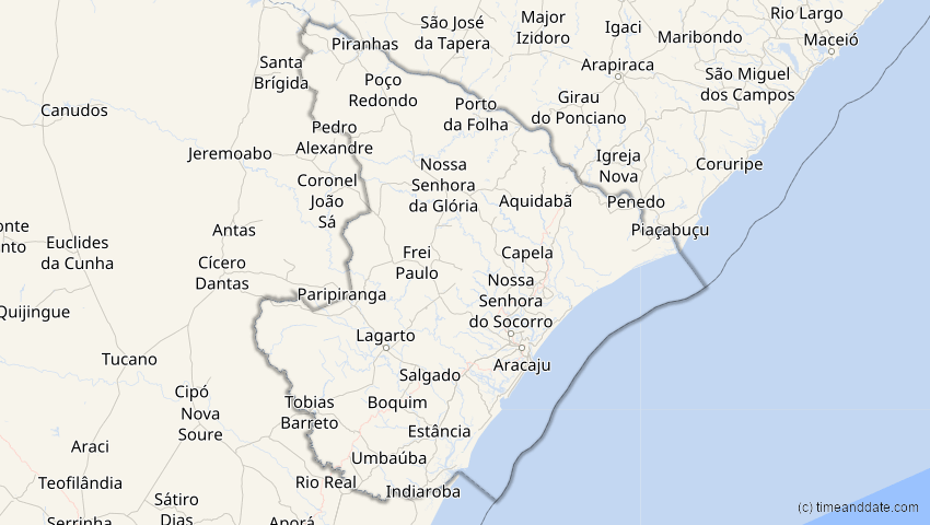 A map of Sergipe, Brasilien, showing the path of the 2. Jul 2038 Ringförmige Sonnenfinsternis