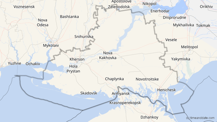 A map of Cherson, Ukraine, showing the path of the 2. Jul 2038 Ringförmige Sonnenfinsternis