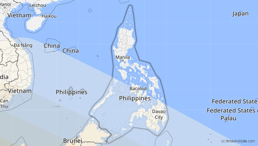 A map of Philippinen, showing the path of the 26. Dez 2038 Totale Sonnenfinsternis