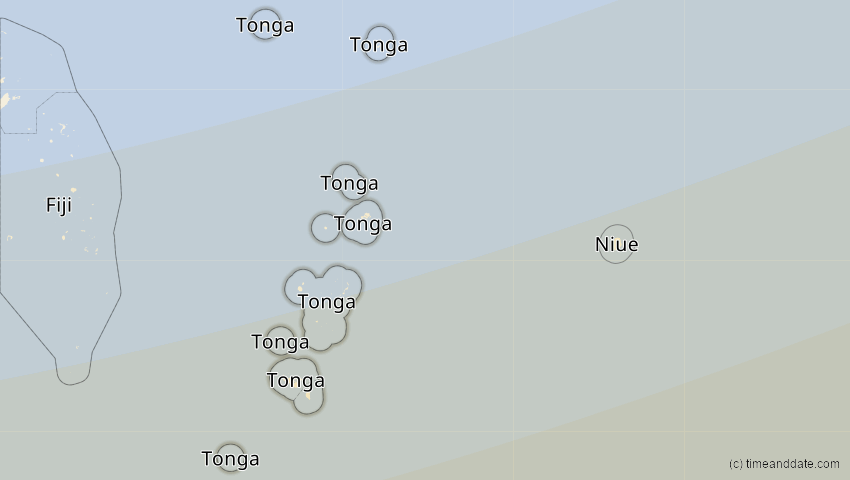 A map of Tonga, showing the path of the 26. Dez 2038 Totale Sonnenfinsternis