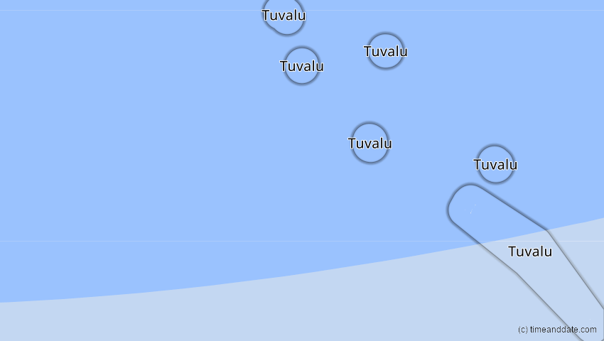 A map of Tuvalu, showing the path of the 26. Dez 2038 Totale Sonnenfinsternis