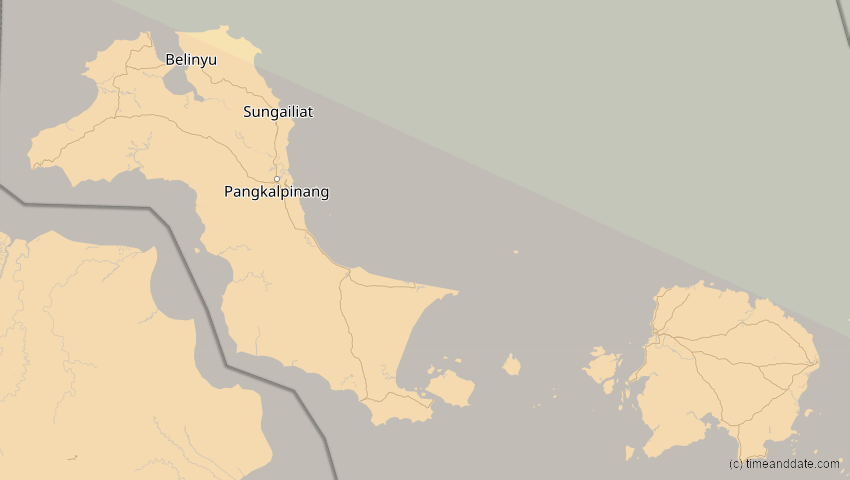 A map of Bangka-Belitung, Indonesien, showing the path of the 26. Dez 2038 Totale Sonnenfinsternis