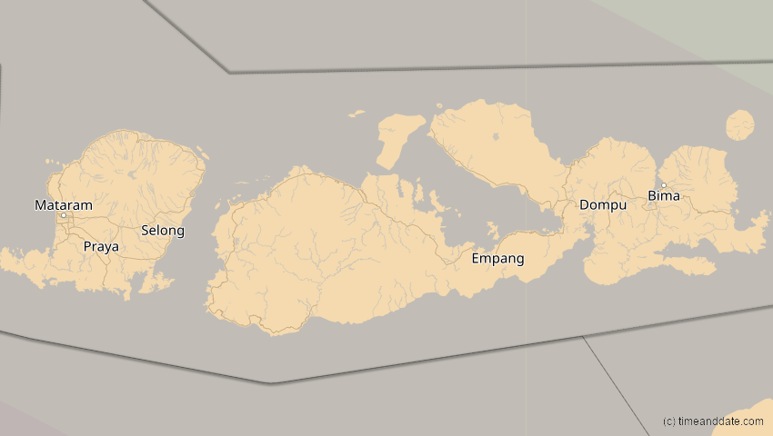 A map of Nusa Tenggara Barat, Indonesien, showing the path of the 26. Dez 2038 Totale Sonnenfinsternis