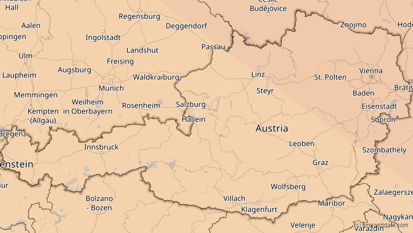 A map of Österreich, showing the path of the 21. Jun 2039 Ringförmige Sonnenfinsternis
