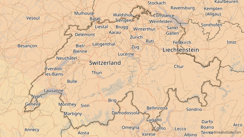 A map of Schweiz, showing the path of the 21. Jun 2039 Ringförmige Sonnenfinsternis