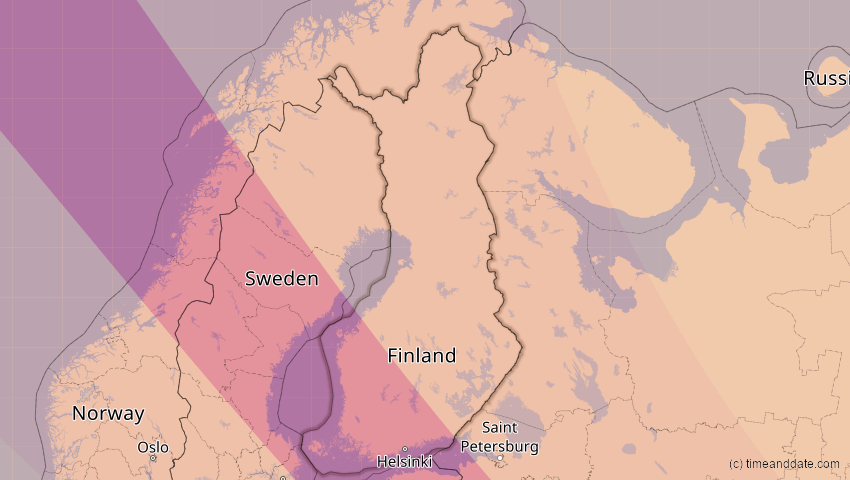 A map of Finnland, showing the path of the 21. Jun 2039 Ringförmige Sonnenfinsternis