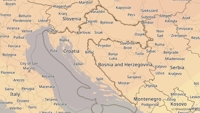 A map of Kroatien, showing the path of the 21. Jun 2039 Ringförmige Sonnenfinsternis