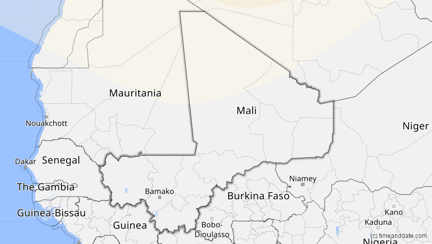 A map of Mali, showing the path of the 21. Jun 2039 Ringförmige Sonnenfinsternis