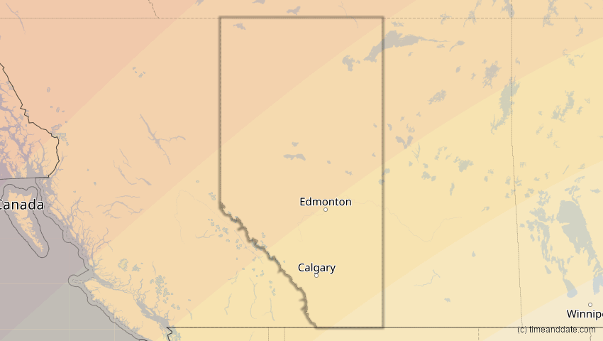 A map of Alberta, Kanada, showing the path of the 21. Jun 2039 Ringförmige Sonnenfinsternis
