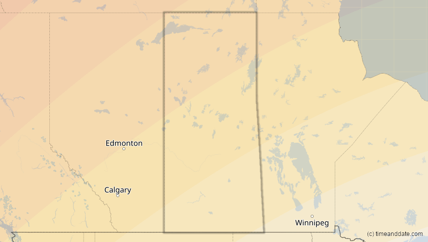 A map of Saskatchewan, Kanada, showing the path of the 21. Jun 2039 Ringförmige Sonnenfinsternis