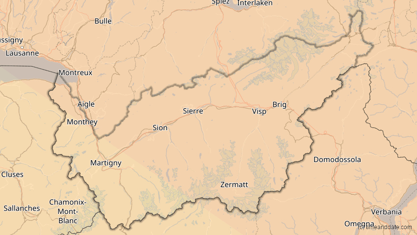 A map of Wallis, Schweiz, showing the path of the 21. Jun 2039 Ringförmige Sonnenfinsternis