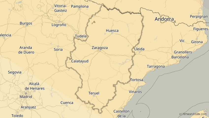 A map of Aragonien, Spanien, showing the path of the 21. Jun 2039 Ringförmige Sonnenfinsternis