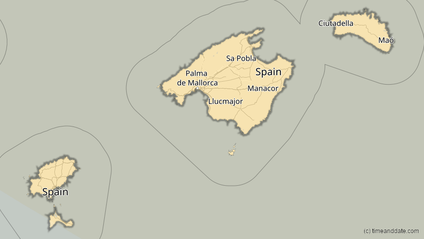 A map of Balearische Inseln, Spanien, showing the path of the 21. Jun 2039 Ringförmige Sonnenfinsternis