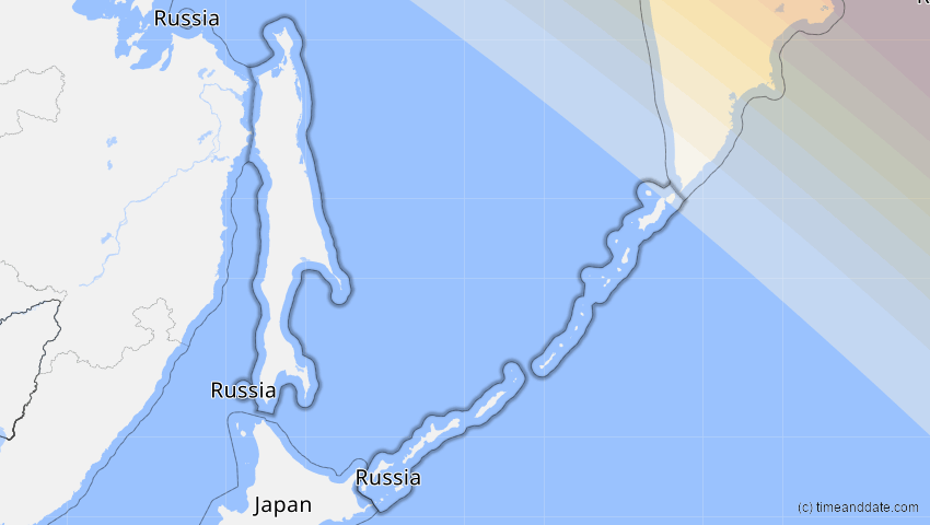 A map of Sachalin, Russland, showing the path of the 22. Jun 2039 Ringförmige Sonnenfinsternis