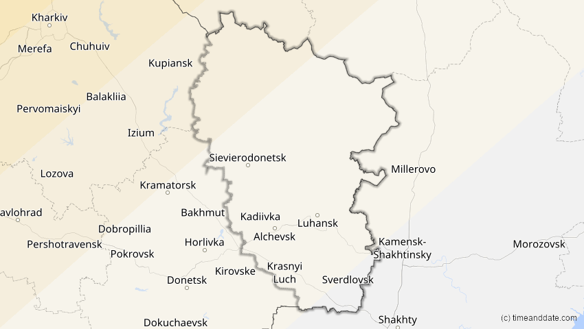 A map of Luhansk, Ukraine, showing the path of the 21. Jun 2039 Ringförmige Sonnenfinsternis