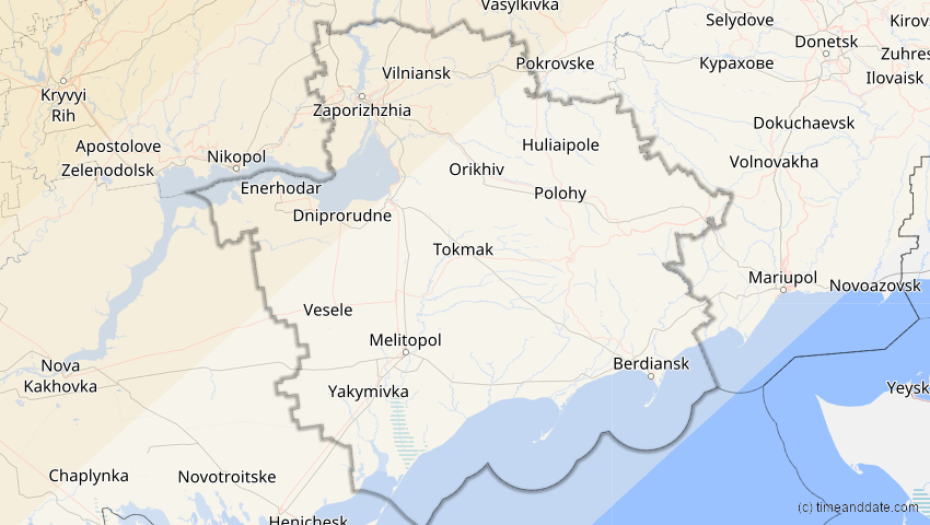 A map of Saporischschja, Ukraine, showing the path of the 21. Jun 2039 Ringförmige Sonnenfinsternis