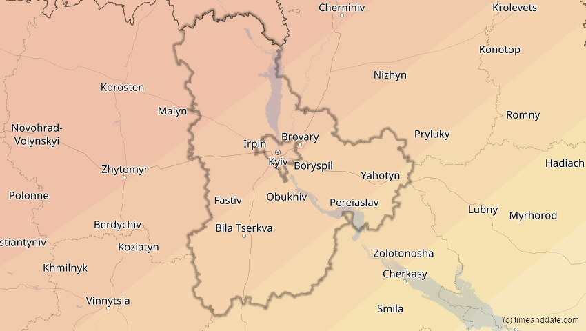 A map of Kiew, Ukraine, showing the path of the 21. Jun 2039 Ringförmige Sonnenfinsternis