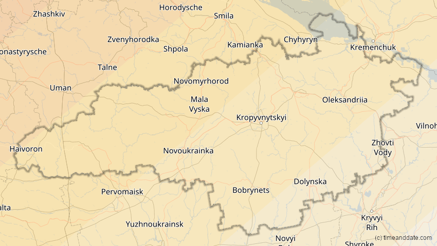 A map of Kirowohrad, Ukraine, showing the path of the 21. Jun 2039 Ringförmige Sonnenfinsternis
