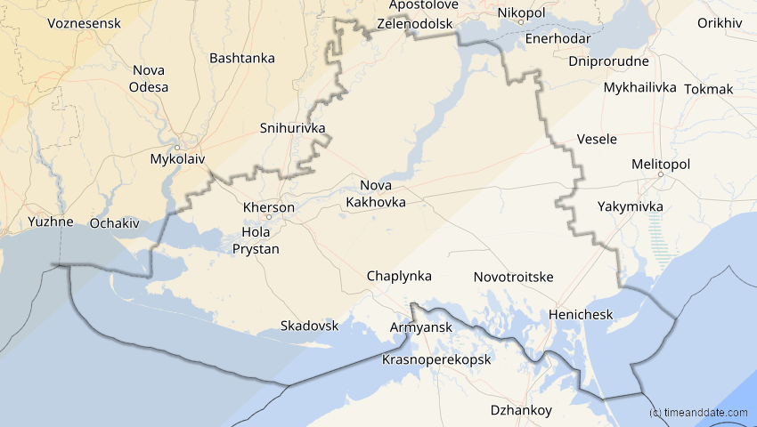 A map of Cherson, Ukraine, showing the path of the 21. Jun 2039 Ringförmige Sonnenfinsternis