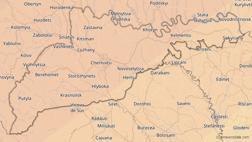 A map of Tscherniwzi, Ukraine, showing the path of the 21. Jun 2039 Ringförmige Sonnenfinsternis