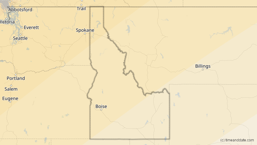 A map of Idaho, USA, showing the path of the 21. Jun 2039 Ringförmige Sonnenfinsternis