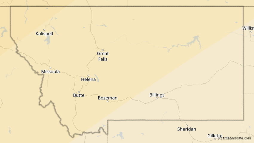 A map of Montana, USA, showing the path of the 21. Jun 2039 Ringförmige Sonnenfinsternis