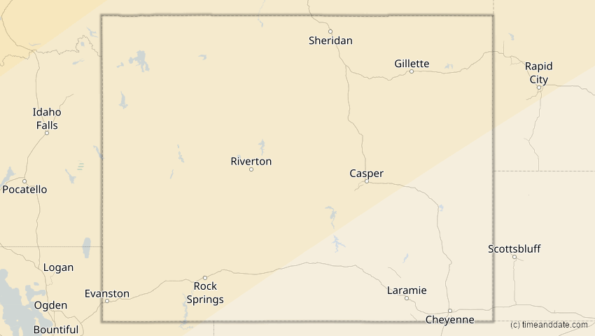 A map of Wyoming, USA, showing the path of the 21. Jun 2039 Ringförmige Sonnenfinsternis