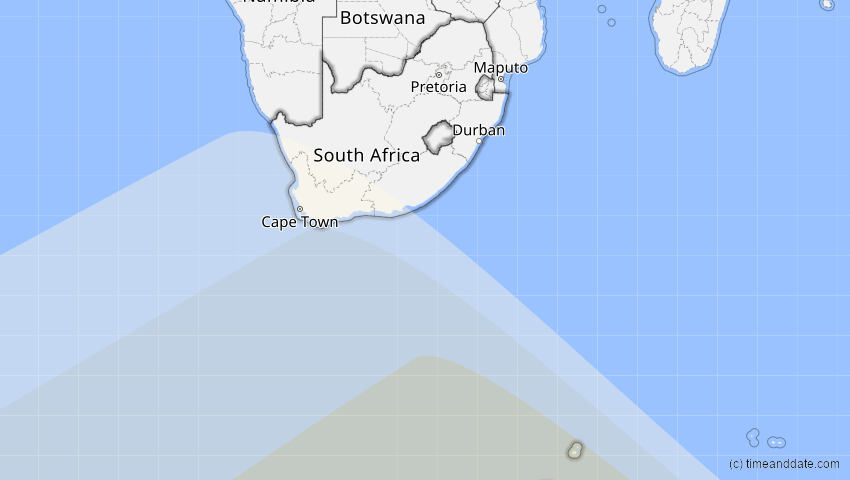 A map of Südafrika, showing the path of the 15. Dez 2039 Totale Sonnenfinsternis
