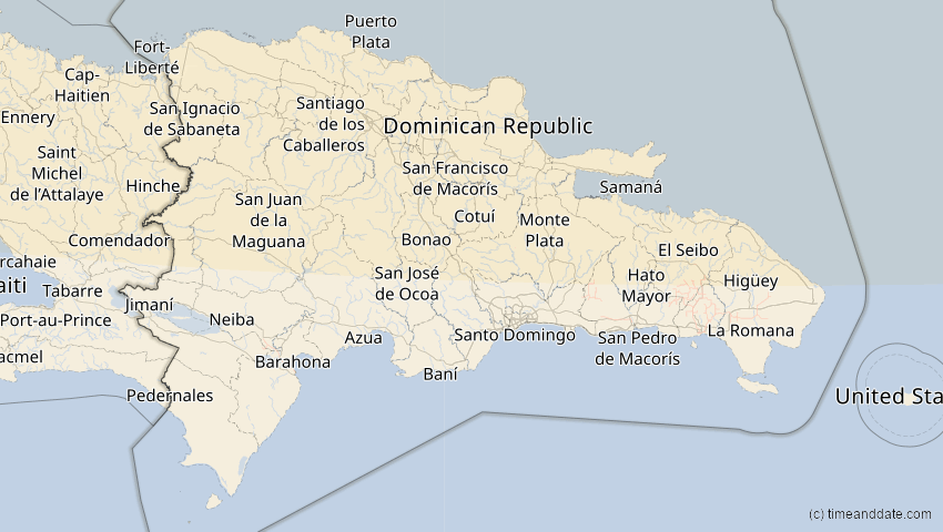 A map of Dominikanische Republik, showing the path of the 4. Nov 2040 Partielle Sonnenfinsternis
