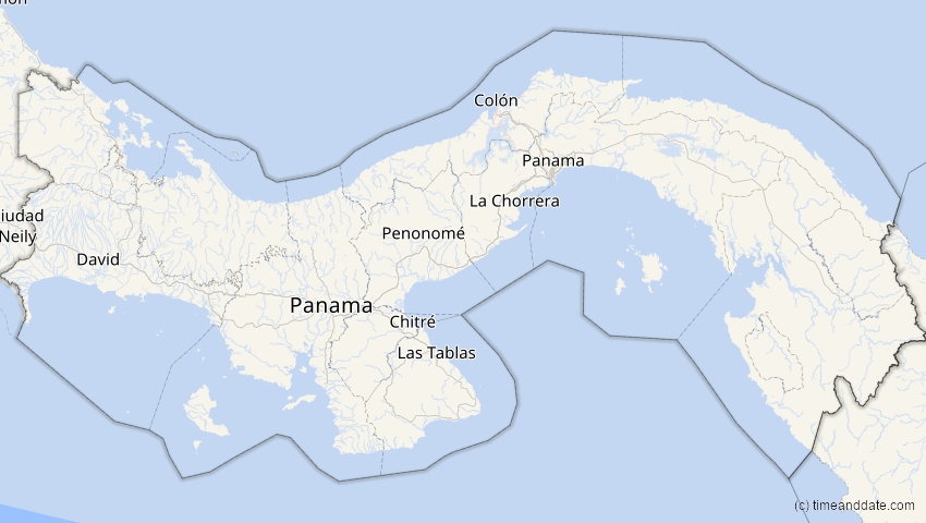 A map of Panama, showing the path of the 4. Nov 2040 Partielle Sonnenfinsternis