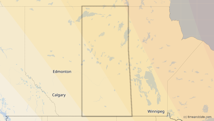 A map of Saskatchewan, Kanada, showing the path of the 4. Nov 2040 Partielle Sonnenfinsternis