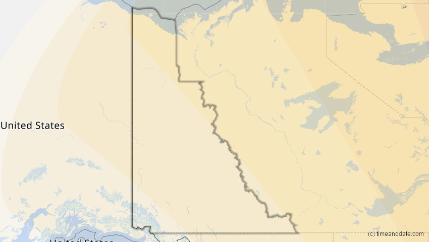 A map of Yukon, Kanada, showing the path of the 4. Nov 2040 Partielle Sonnenfinsternis