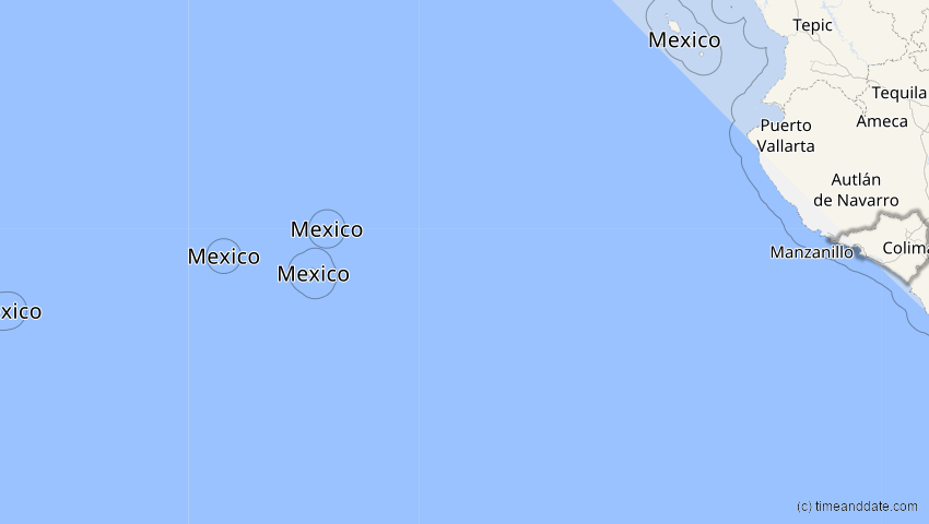 A map of Colima, Mexiko, showing the path of the 4. Nov 2040 Partielle Sonnenfinsternis