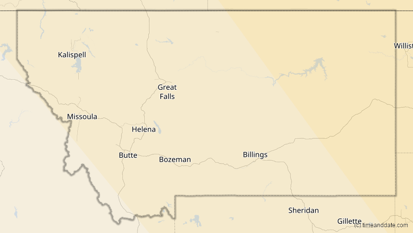A map of Montana, USA, showing the path of the 4. Nov 2040 Partielle Sonnenfinsternis