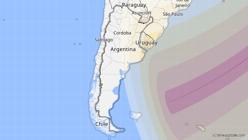 A map of Argentinien, showing the path of the 30. Apr 2041 Totale Sonnenfinsternis