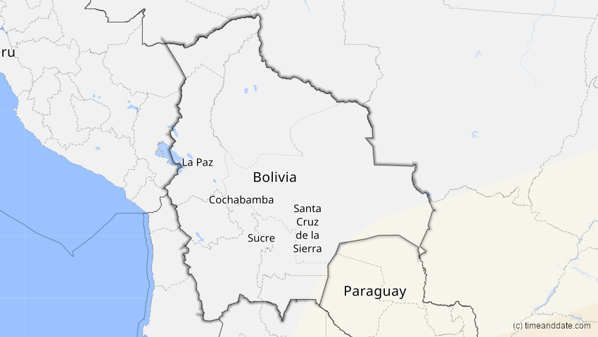 A map of Bolivien, showing the path of the 30. Apr 2041 Totale Sonnenfinsternis