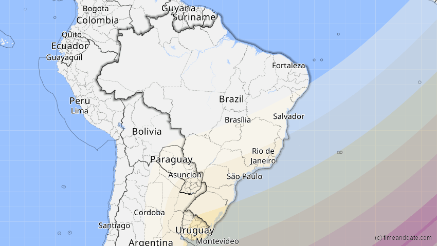 A map of Brasilien, showing the path of the 30. Apr 2041 Totale Sonnenfinsternis