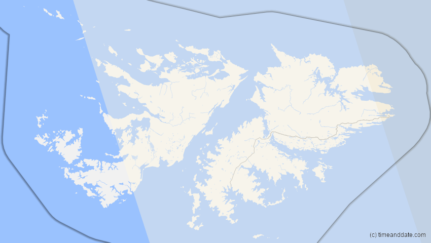 A map of Falklandinseln, showing the path of the 30. Apr 2041 Totale Sonnenfinsternis