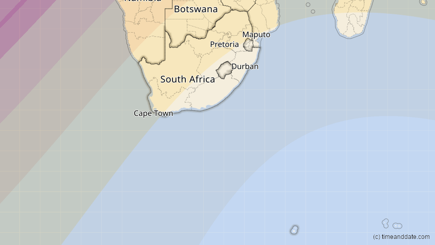 A map of Südafrika, showing the path of the 30. Apr 2041 Totale Sonnenfinsternis